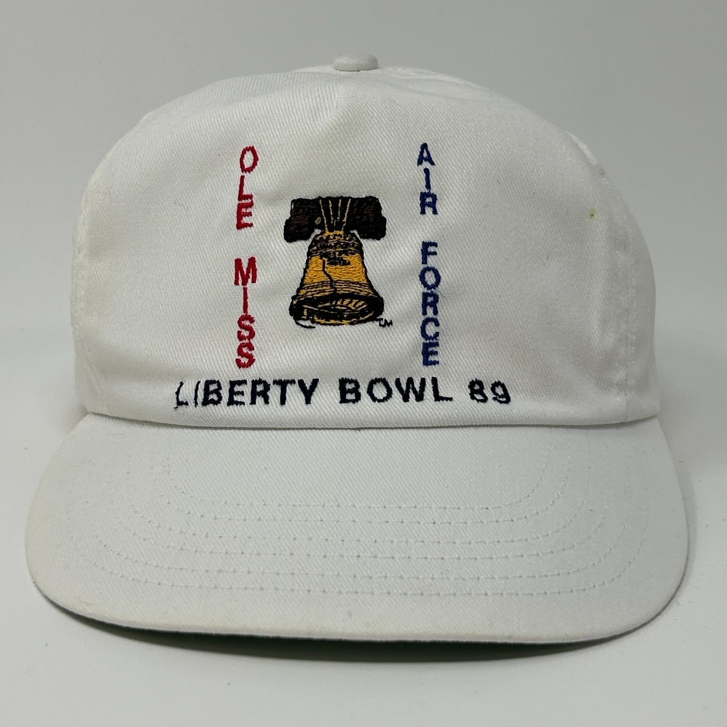 Vintage 1989 Liberty Bowl Ole Miss Rebels Hat Baseball Cap NCAA Strapback White