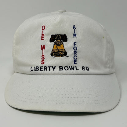 Vintage 1989 Liberty Bowl Ole Miss Rebels Hat Baseball Cap NCAA Strapback White