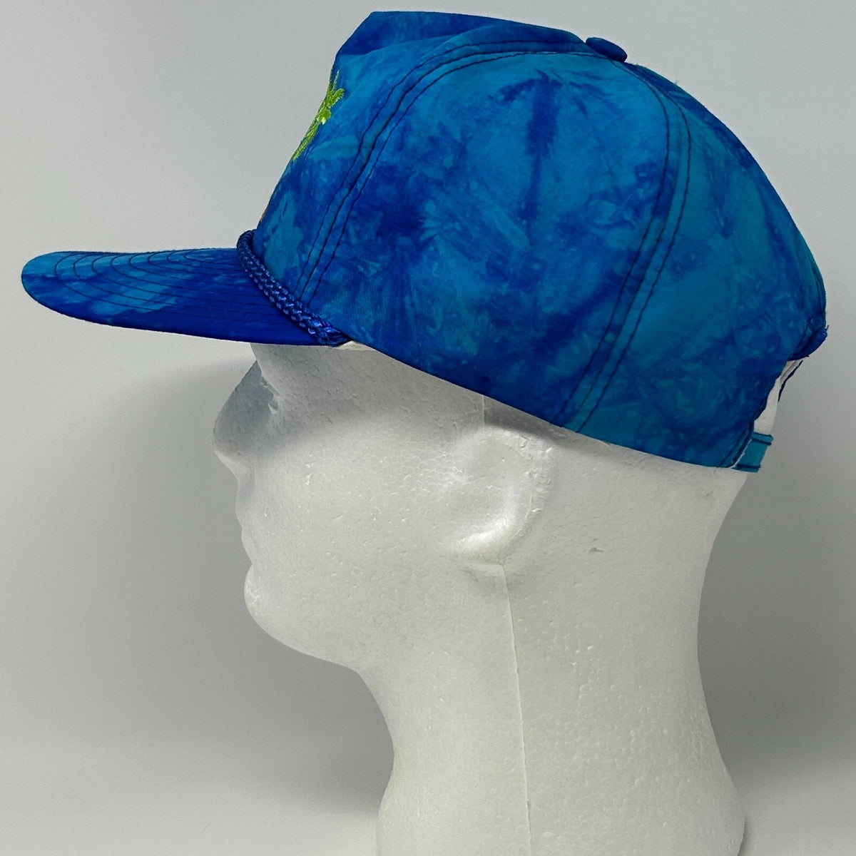 Vintage 90s Key West Florida Hat Baseball Cap Blue Tie Dye Travel Strapback Rope
