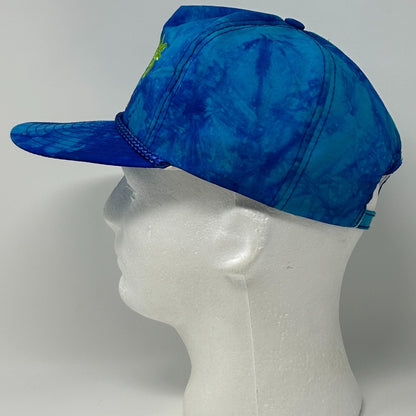 Vintage 90s Key West Florida Hat Baseball Cap Blue Tie Dye Travel Strapback Rope