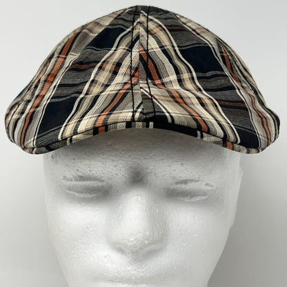Vintage Crown Co Plaid Flat Cap Hat Ivy Newsboy Cabbie Driving Scally Beige S-M