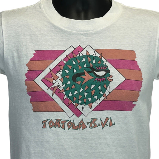 Tortola BVI Vintage 90s T Shirt British Virgin Islands Blowfish Tee X-Small