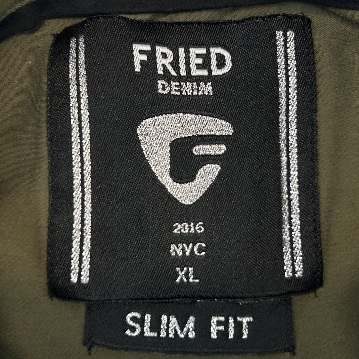 Fried Denim Slim Fit Button Front Shirt Premium Collection Green Mens L Large