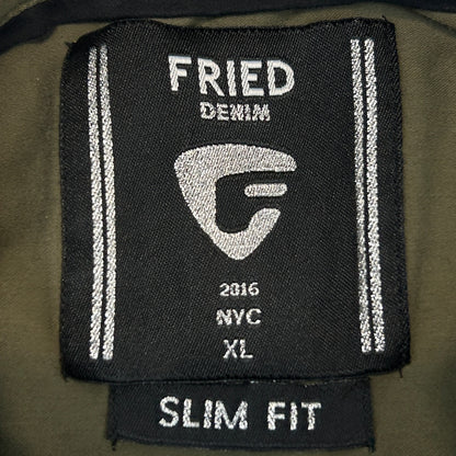 Fried Denim Slim Fit Button Front Shirt Premium Collection Green Mens L Large