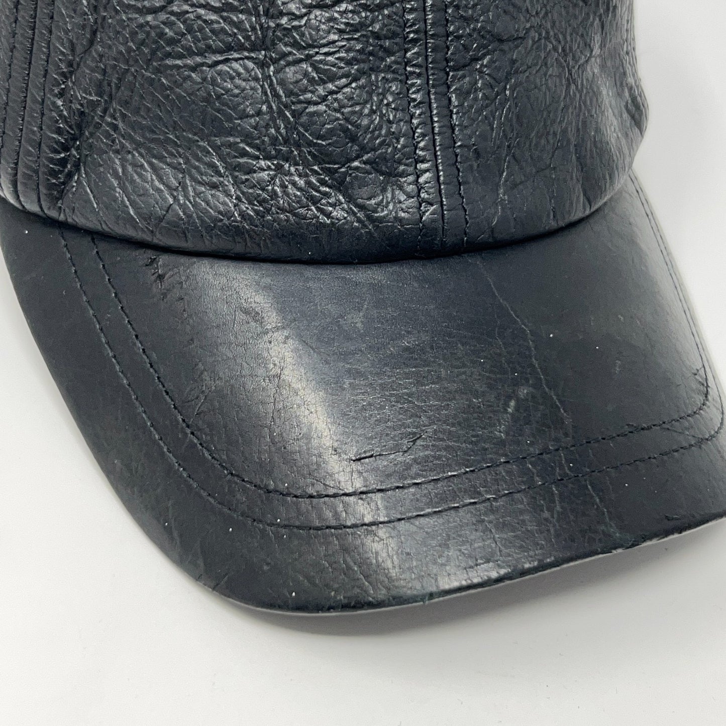 Vintage 90s Wilsons Leather Hat Baseball Cap 6 Panel Strapback Black