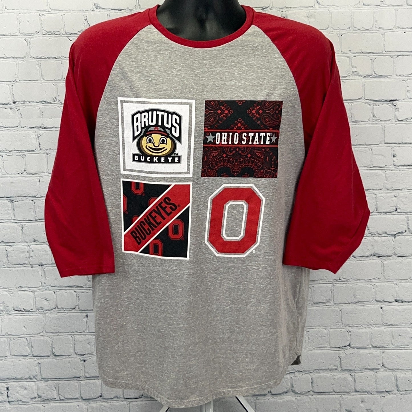 Ohio State Buckeyes Raglan T Shirt Womens XL X-Large Gray Recycled Karma