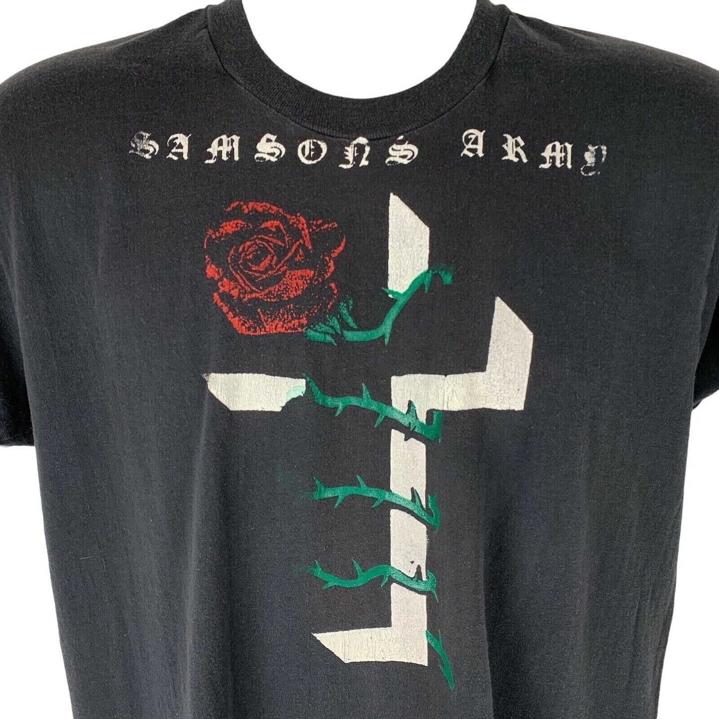 Camiseta vintage Samsons Army de los años 80, talla grande, estilo punk rock de Las Vegas, MIA, EE. UU., para hombre, color negro