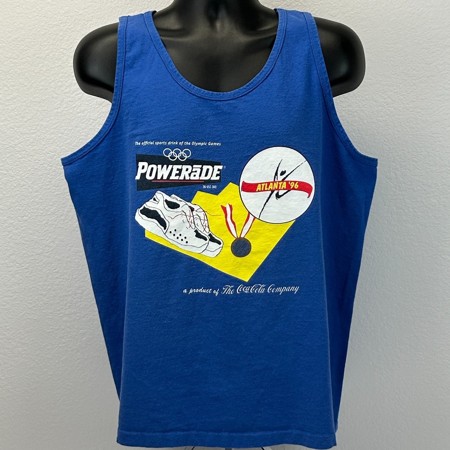 Vintage Powerade Atlanta Olympics Tank Top T Shirt Mens XL X-Large Blue 90s USA