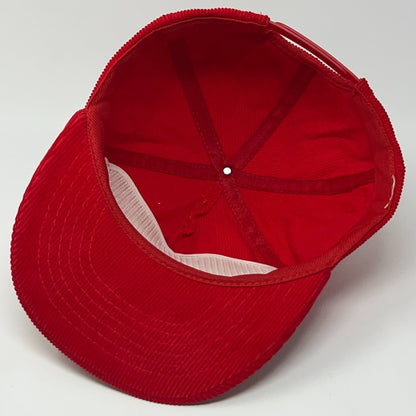 Vintage Thomas Drilling Equipment Oil Rig Patch Red Corduroy Baseball Hat Cap