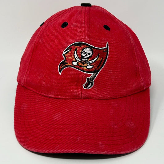 Vintage 90s Tampa Bay Buccaneers Hat Baseball Cap Red Spotted Tie Dye Strapback