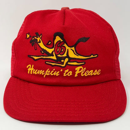 Vintage 80s Campbell 66 Humpin To Please Trucker Hat Baseball Cap Snapback Red