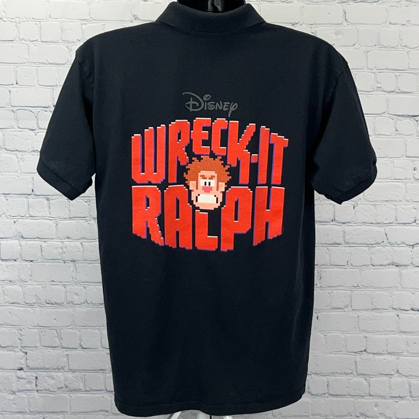 Wreck It Ralph Movie Promo Polo Shirt L Large Black Disney Cinemark Film Theater