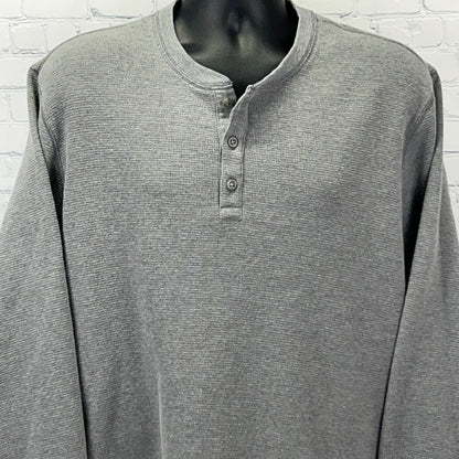 Eddie Bauer Men's Gray Long Sleeve Henley Shirt with Three Button Placket and Soft Fabric