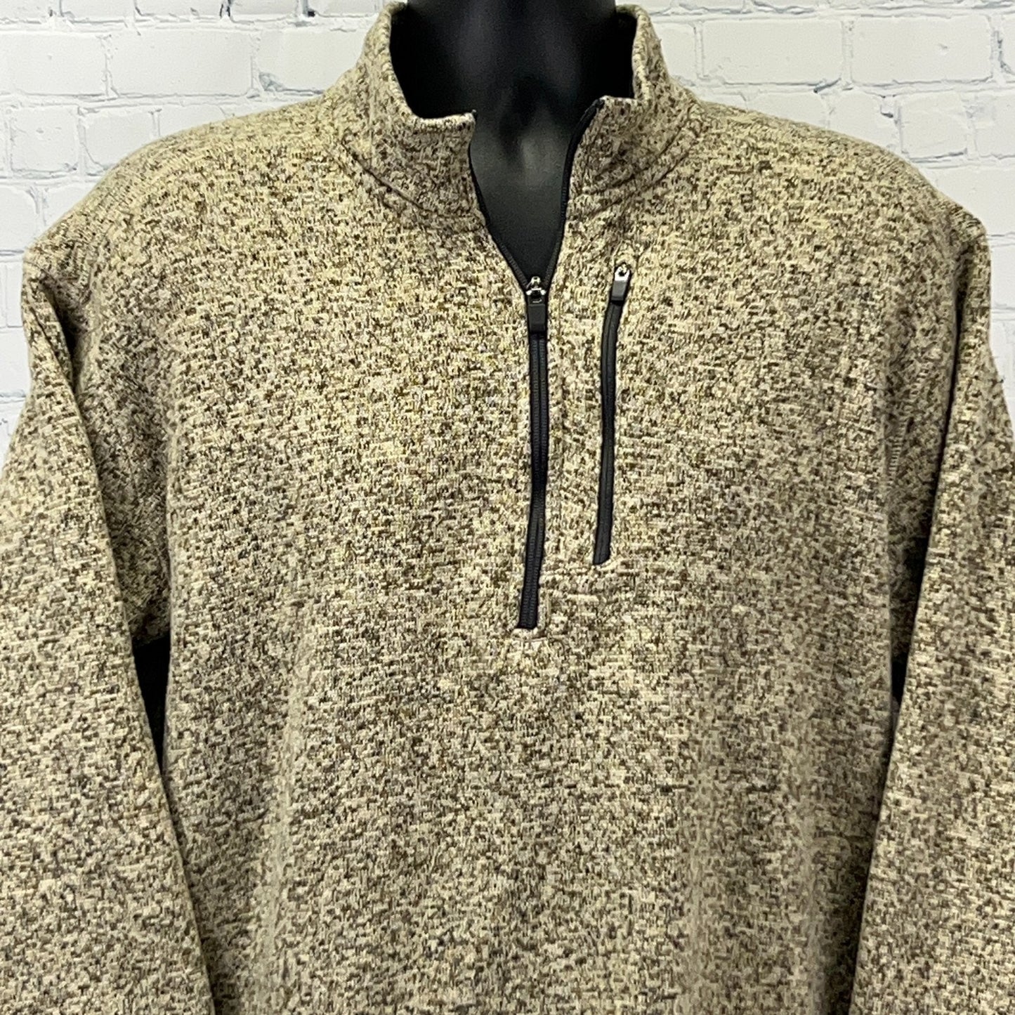 Eddie Bauer Tan Quarter-Zip Pullover Sweater with Zip Pocket and Soft Texture
