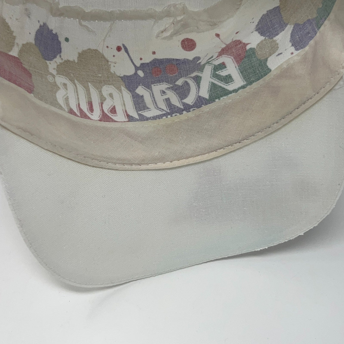 Vintage 90s Excalibur Casino Las Vegas Painters Hat Cap Paint Splash White 7 3/8