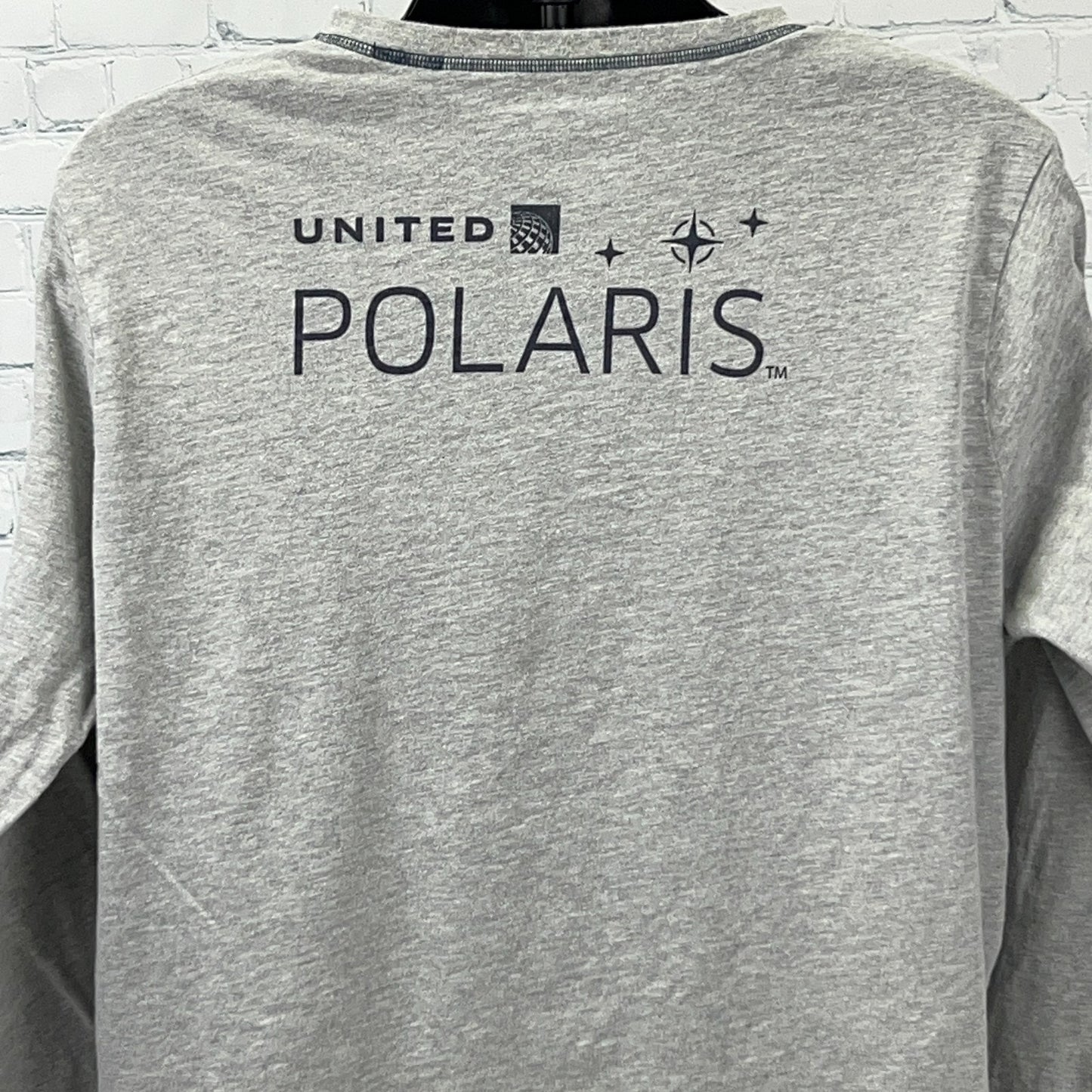 United Polaris V Neck T Shirt Gray Aviation Airplane Long Sleeve XL X-Large