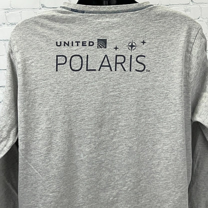 United Polaris V Neck T Shirt Gray Aviation Airplane Long Sleeve XL X-Large