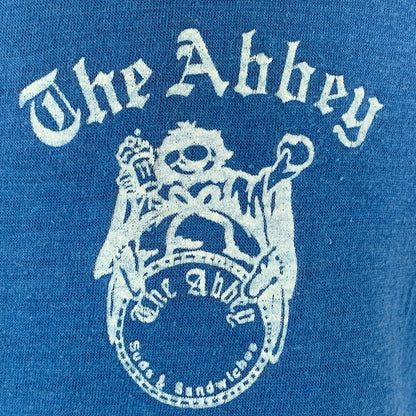 The Abbey Suds Sandwiches Houston Vintage 80s T Shirt Medium Texas USA Mens Blue