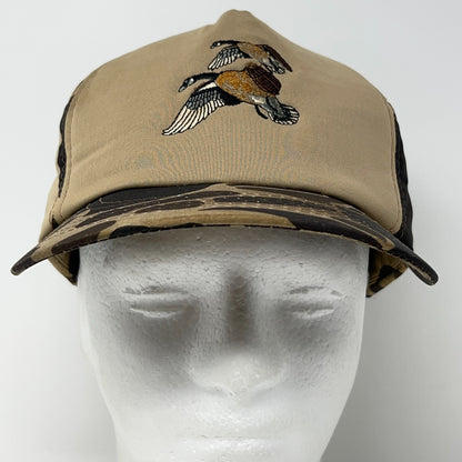 Vintage 80s Duck Bay Hunting Hat Baseball Cap Hunter Beige Camouflage Snapback