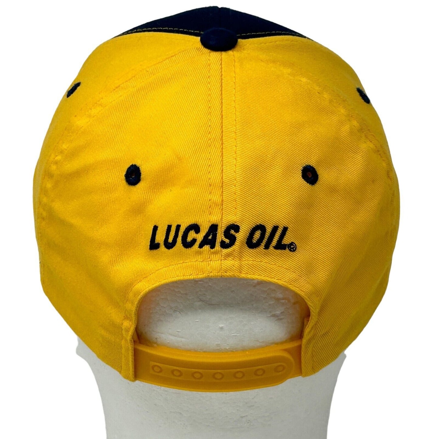 Gorra de béisbol Lucas Oil de los Indiana Pacers, color amarillo y azul, con correa trasera de baloncesto de la NBA