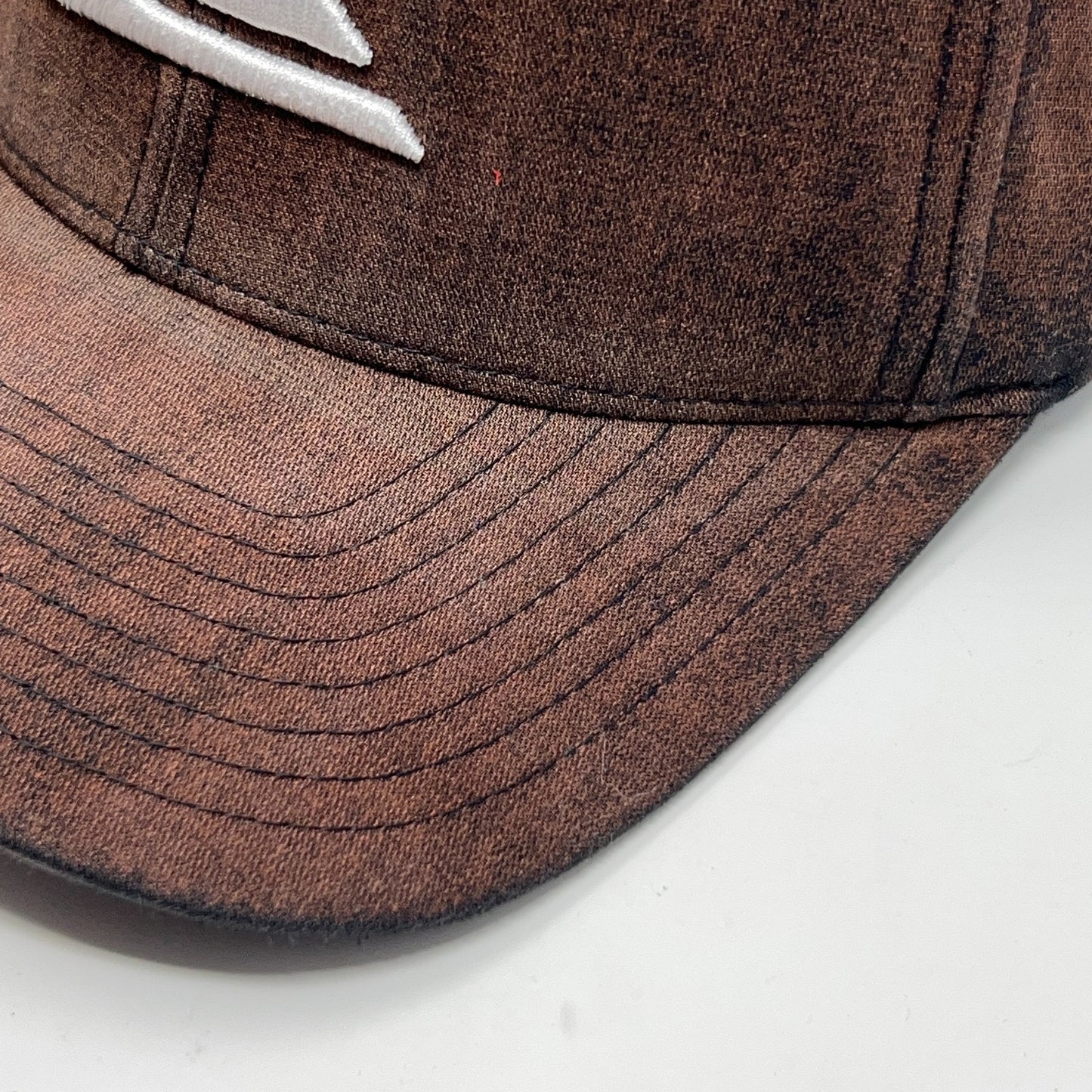 Quiksilver Hat Baseball Cap Surfer Surfing Bleach Spotted Brown FlexFit L-XL
