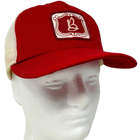 Gorra de béisbol estilo camionero con parche de letra B de los años 80, estilo vintage, de malla roja, con cierre trasero de seis paneles