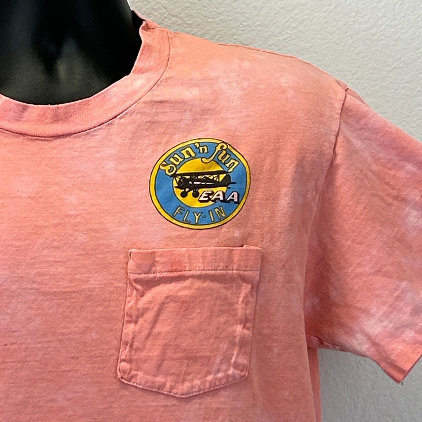 Vintage Sun n Fun EAA Fly In T Shirt Mens L Large Orange 90s Lakeland Aviation