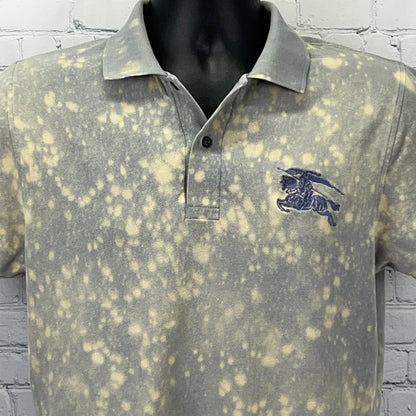 Vintage Burberry London Mens M Medium Slim Fit Polo Shirt Gray Speckled Cotton