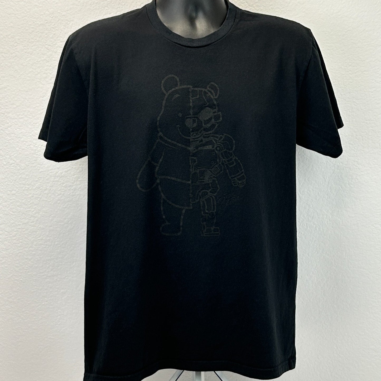 Winnie The Pooh Cyborg T Shirt Mens L Large Black On Black Robot Super Fresh Tee