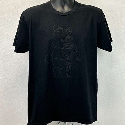 Winnie The Pooh Cyborg T Shirt Mens L Large Black On Black Robot Super Fresh Tee
