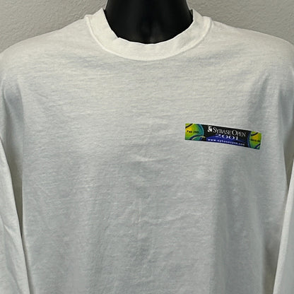Vintage Y2Ks 2001 Sybase Open T Shirt Tennis San Jose White LS Tee XL X-Large