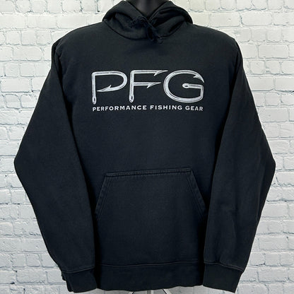 Columbia PFG Hoodie Hooded Sweatshirt Black Performance Fishing Gear L Large