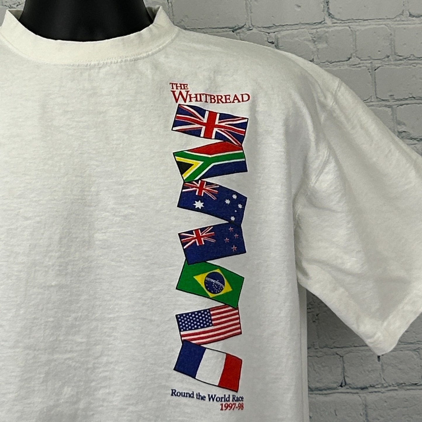Vintage 90s The Whitebread Race T Shirt Ocean Yacht 1997-98 White Mens L Large