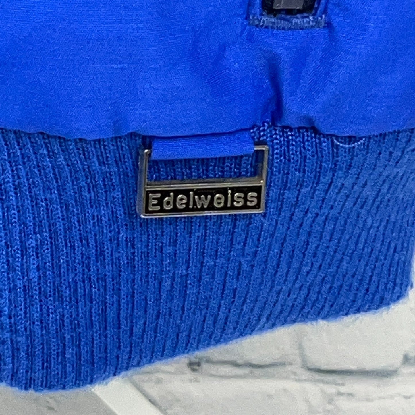 Vintage Edelweiss White Stag Down Ski Jacket Removable Sleeves Blue XL X-Large