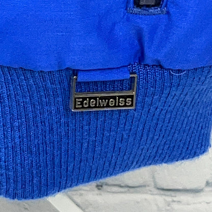Vintage Edelweiss White Stag Down Ski Jacket Removable Sleeves Blue XL X-Large