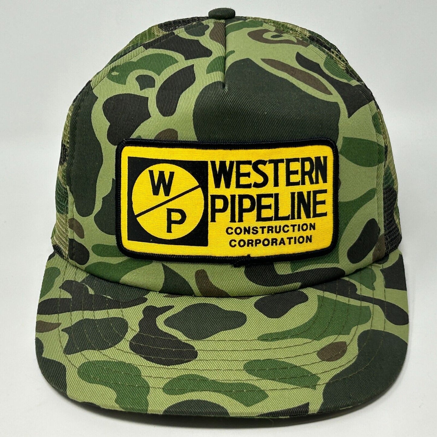 Western Pipeline 卡车司机帽 复古 90 年代绿色迷彩 Snapback 棒球帽