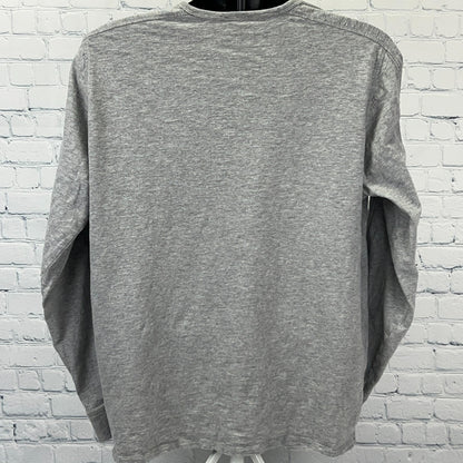 Vince Henley T Shirt Long Sleeve Cotton Heathered Gray Mens XL X-Large