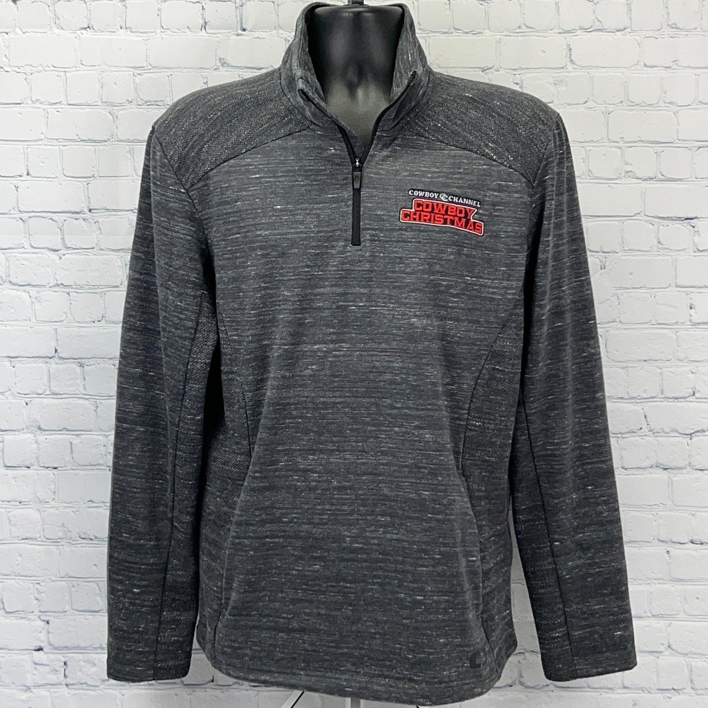 Cowboy Channel Cowboy Christmas 1/4 Quarter Zip Shirt Pockets OGIO Gray L Large