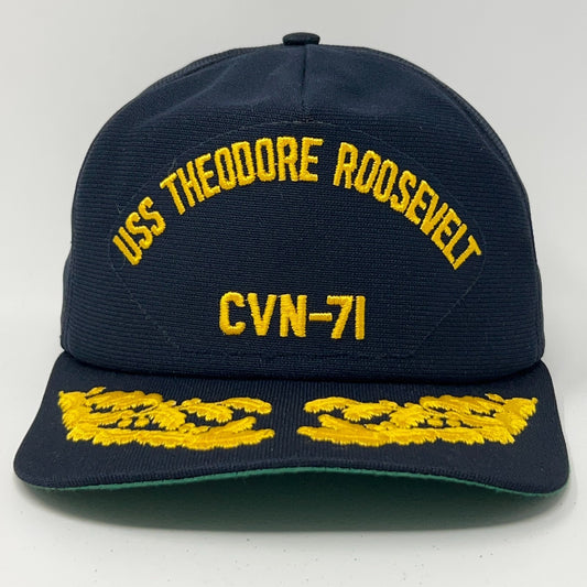 Vintage USS Theodore Roosevelt CVN-71 Hat Baseball Cap US Navy USA Snapback Blue