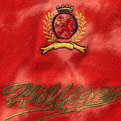 Vintage 90s Tommy Hilfiger T Shirt Embroidered USA Made Tie Dye Red XL X-Large