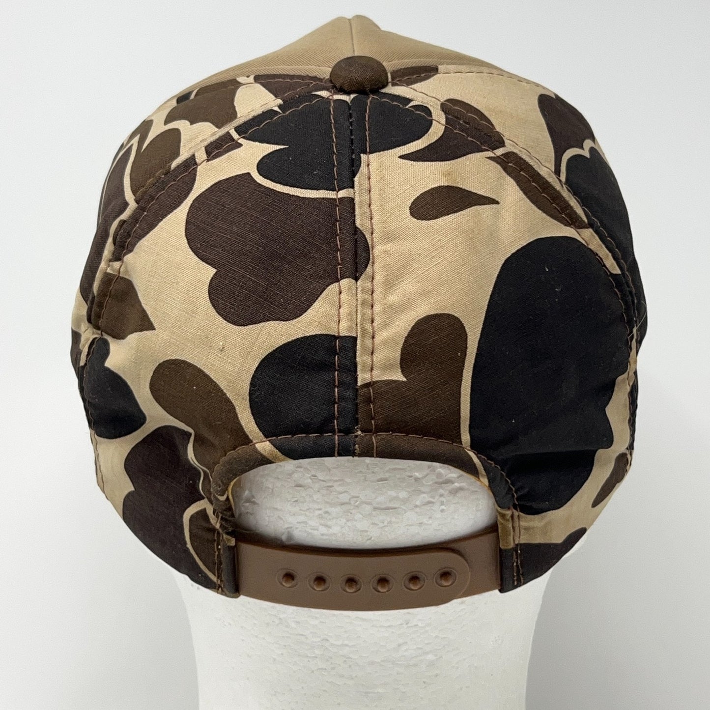 Vintage 80s Duck Bay Hunting Hat Baseball Cap Hunter Beige Camouflage Snapback