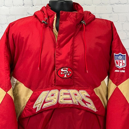 Vintage San Francisco 49ers Starter Pro Line Jacket XXL 2XL Red Anorak Pullover
