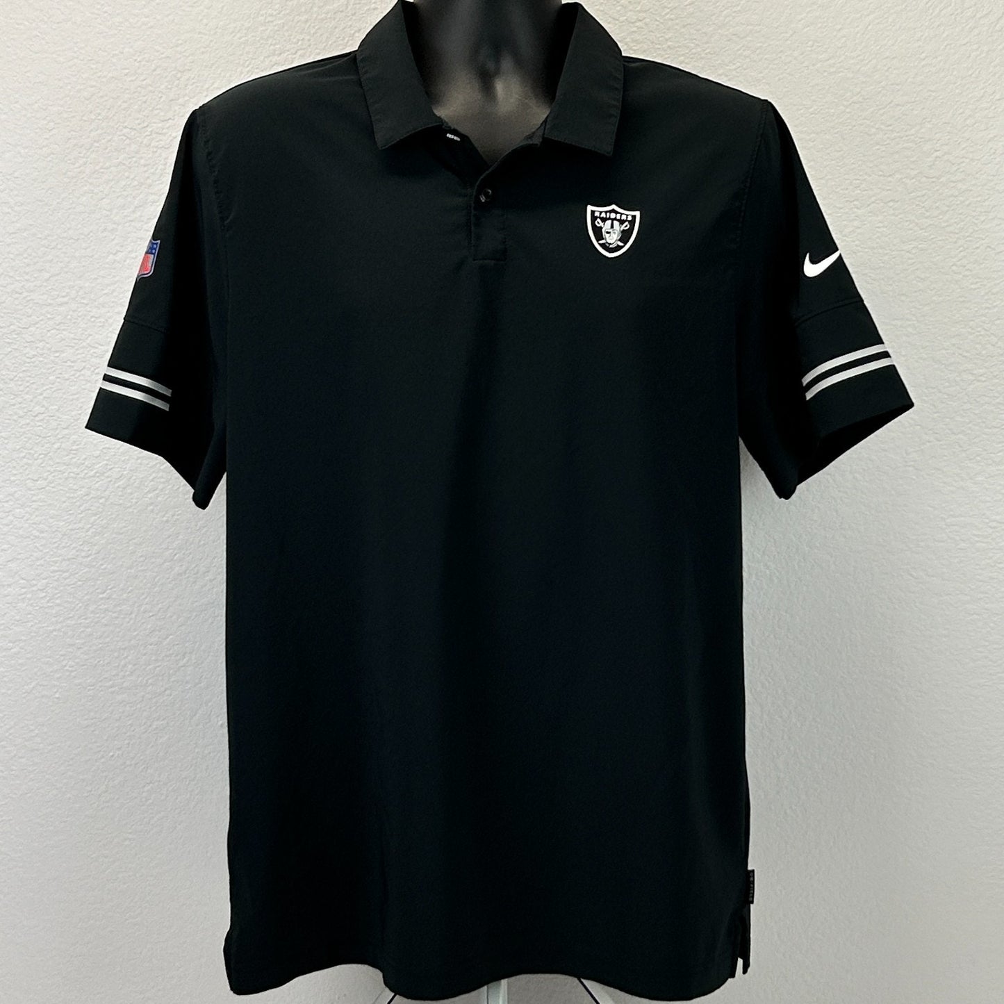 Las Vegas Raiders Polo Shirt Black NFL On Field Short Sleeve Nike Dri Fit Large