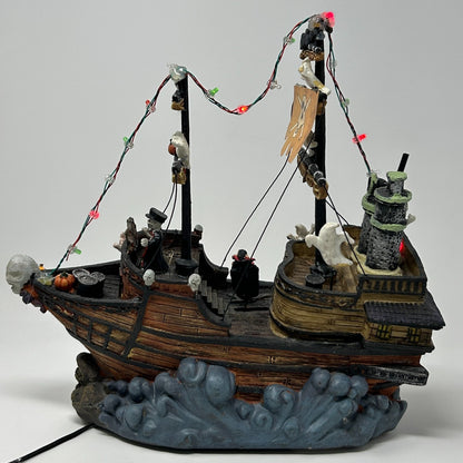 Halloween Village Pirate Ship With Motion Movement LED Lights Sea Ghost Target