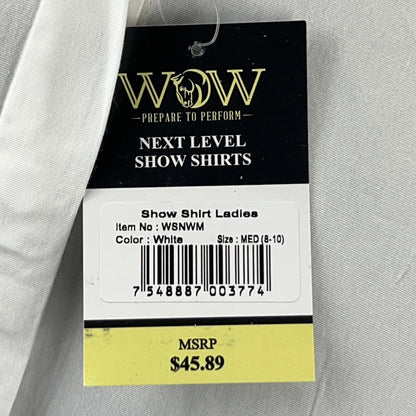 WOW Winners Outerwear Show Shirt Womens M Medium 8-10 White Blue Livestock Horse