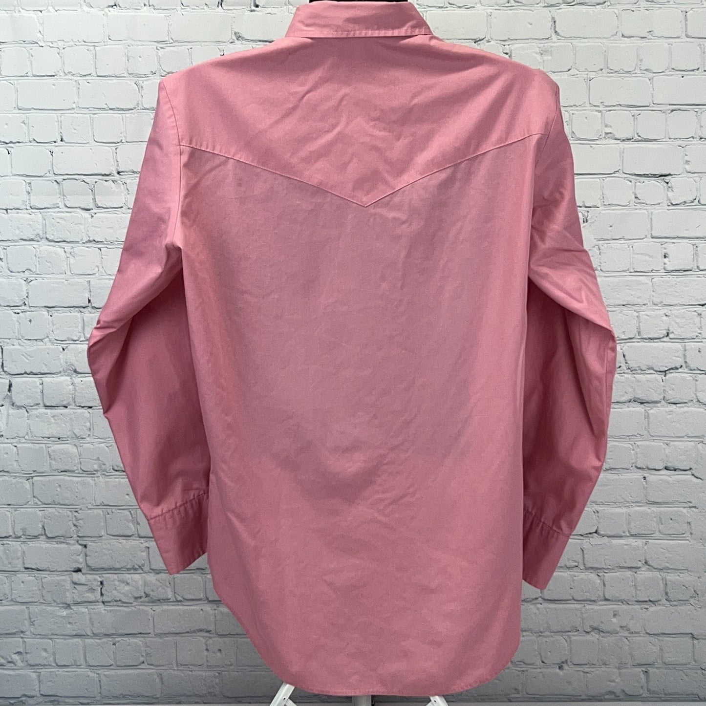 Vintage 70s Malco Modes Pearl Snap Button Front Shirt Western Pink L Large