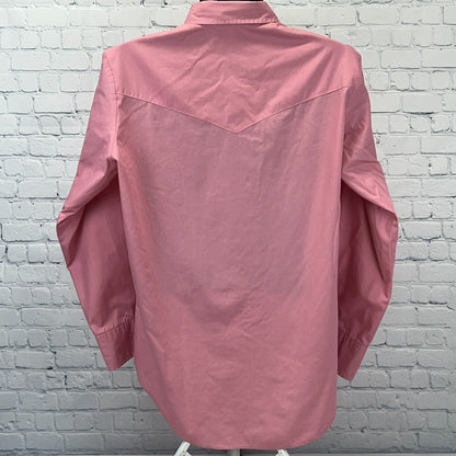 Vintage 70s Malco Modes Pearl Snap Button Front Shirt Western Pink L Large