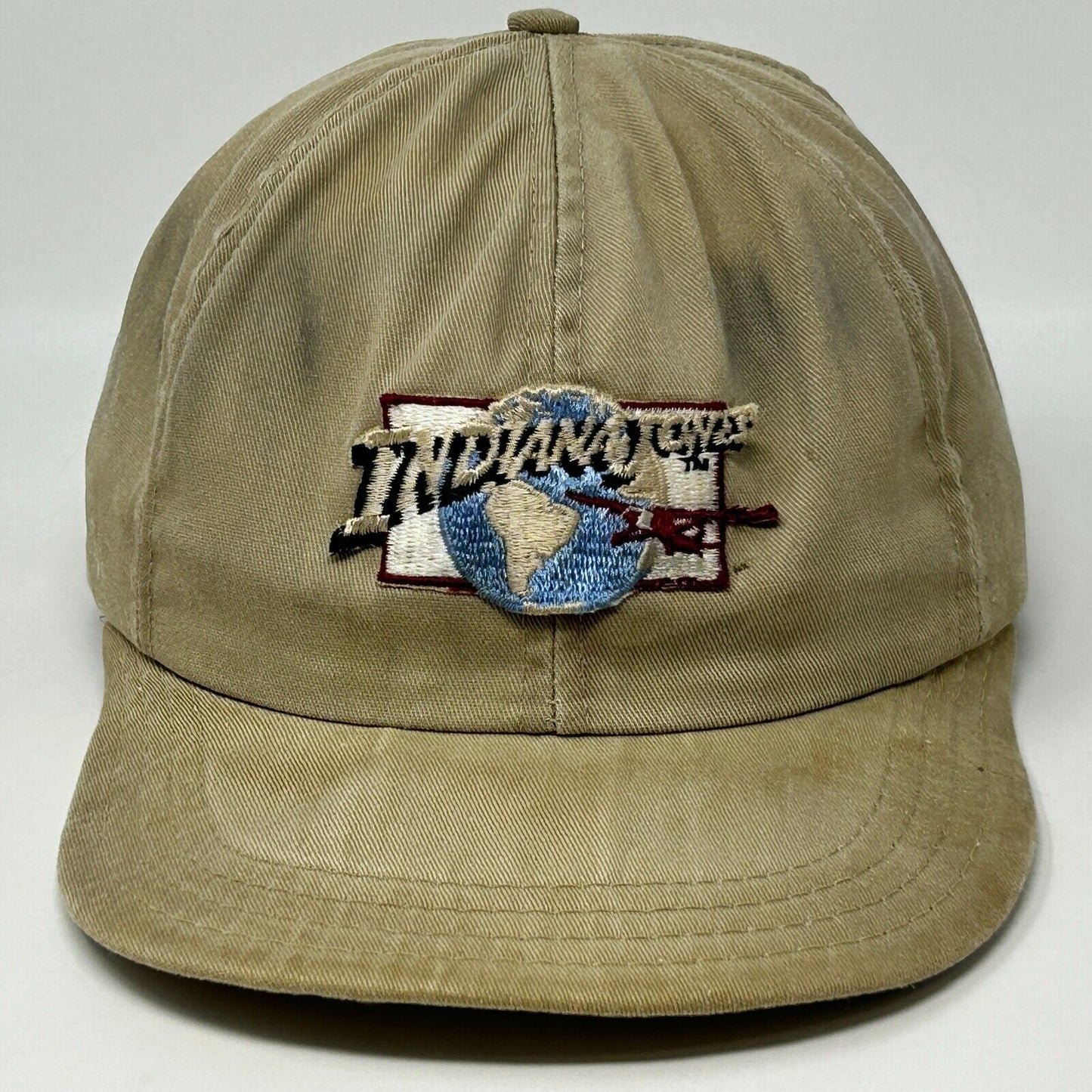 Indiana Jones Vintage 80s Hat Movie Film Beige Six Panel Snapback Baseball Cap