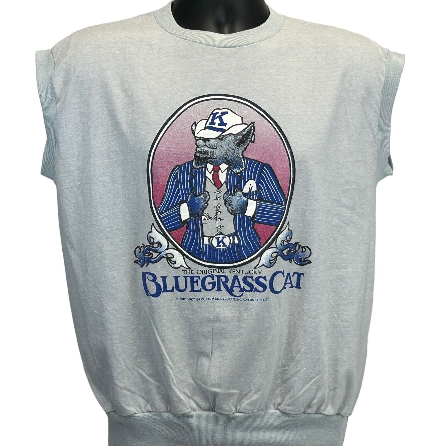 Camiseta vintage de la Universidad de Kentucky Wildcats, talla grande, años 80, estilo bluegrass, para hombre, color gris