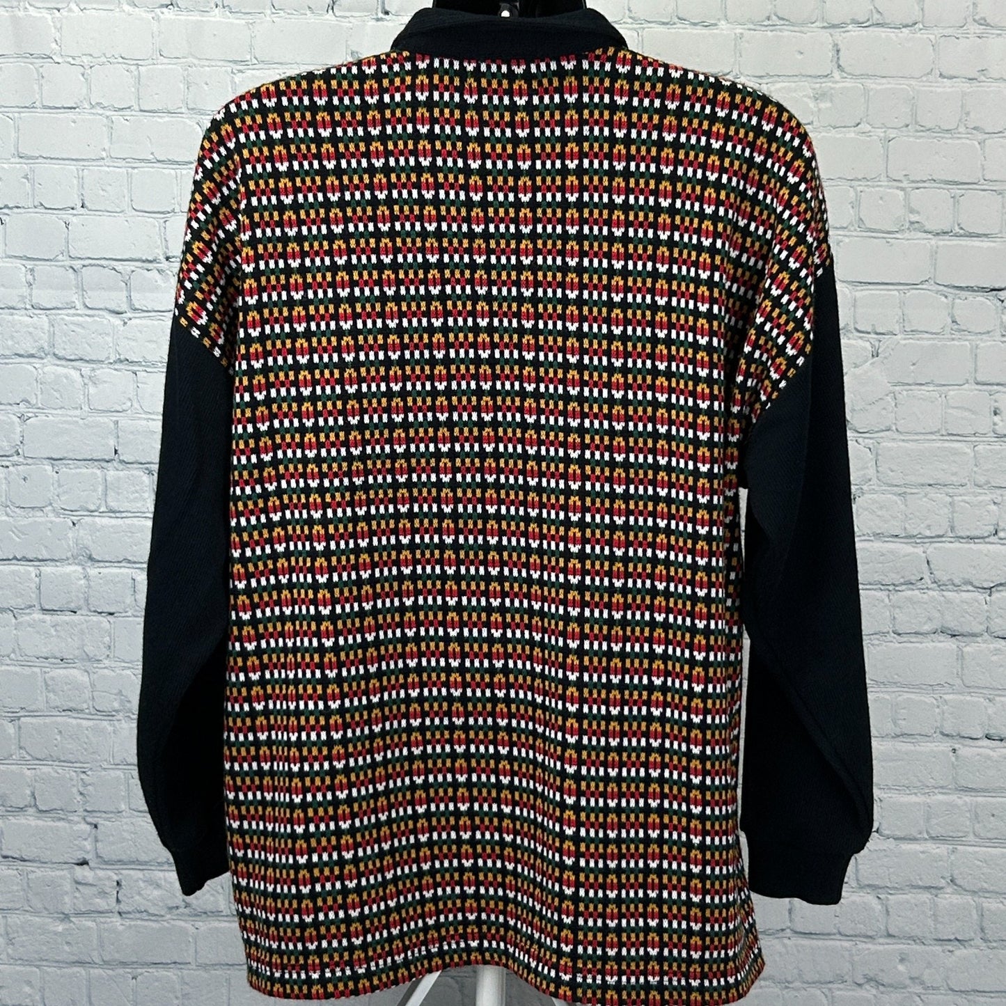 Vintage 90s Trutus Biancara by Monobaik Polo Sweater Collared Black XL X-Large